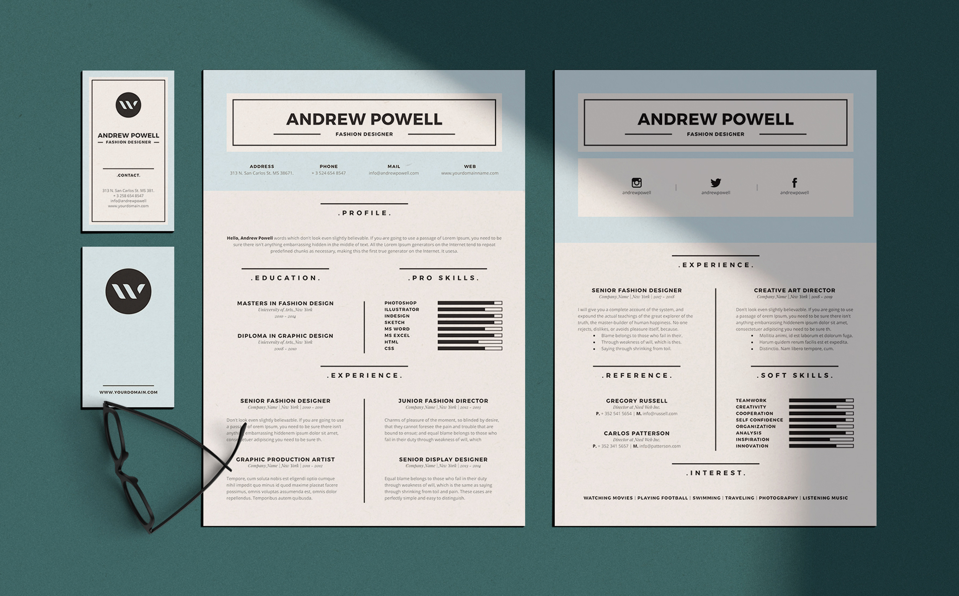 Download Резюме "Clean Resume with Business Card Resume Template" / Clean Resume with Business Card Resume Template - Резюме на тему графика resume cv indesign word print cover letter. a4 modern psd ai design park minimal job clean professional