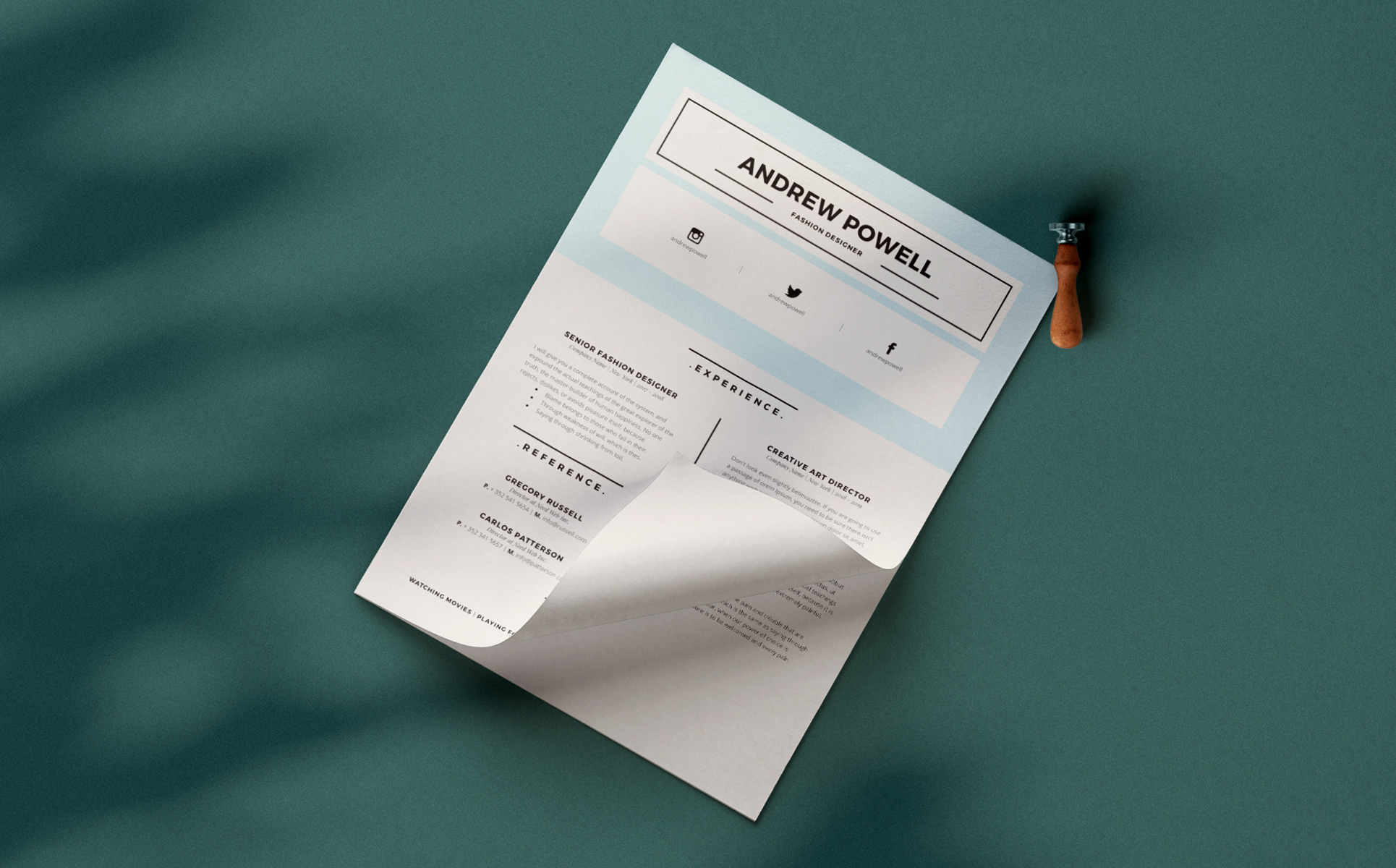 Download Резюме "Clean Resume with Business Card Resume Template" / Clean Resume with Business Card Resume Template - Резюме на тему графика resume cv indesign word print cover letter. a4 modern psd ai design park minimal job clean professional