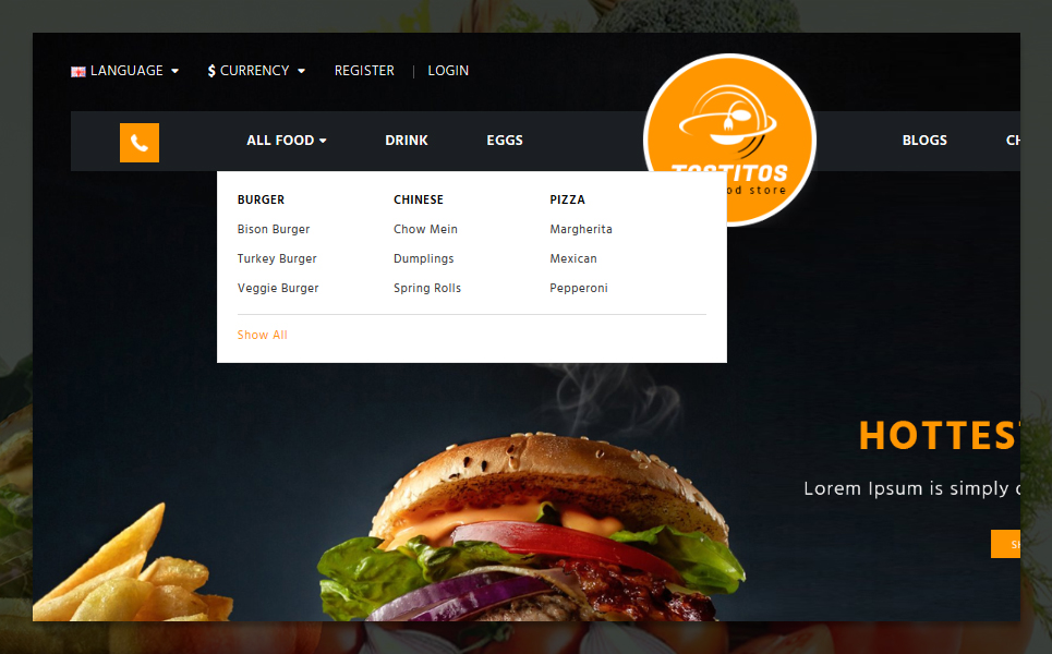 Tostitos Food Store OpenCart Template