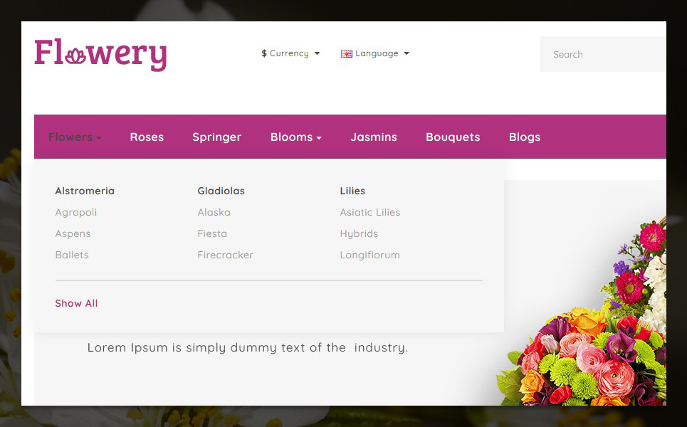 Flowery 3 Store OpenCart Template