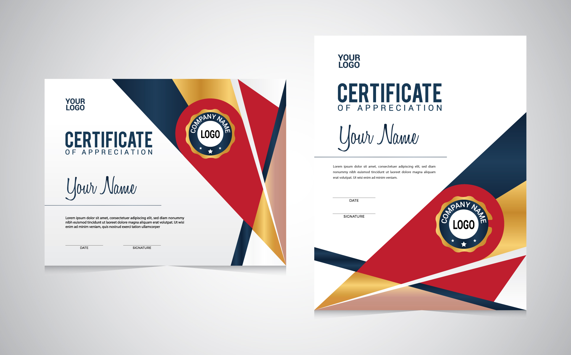 Download Шаблон сертификата "Geometric Certificate Template" / Geometric Certificate Template - Шаблон сертификата на тему графика award border branding business certificate design certificates classical company corporate course currency decorative diploma frame gold graduation modern ornament ornaments