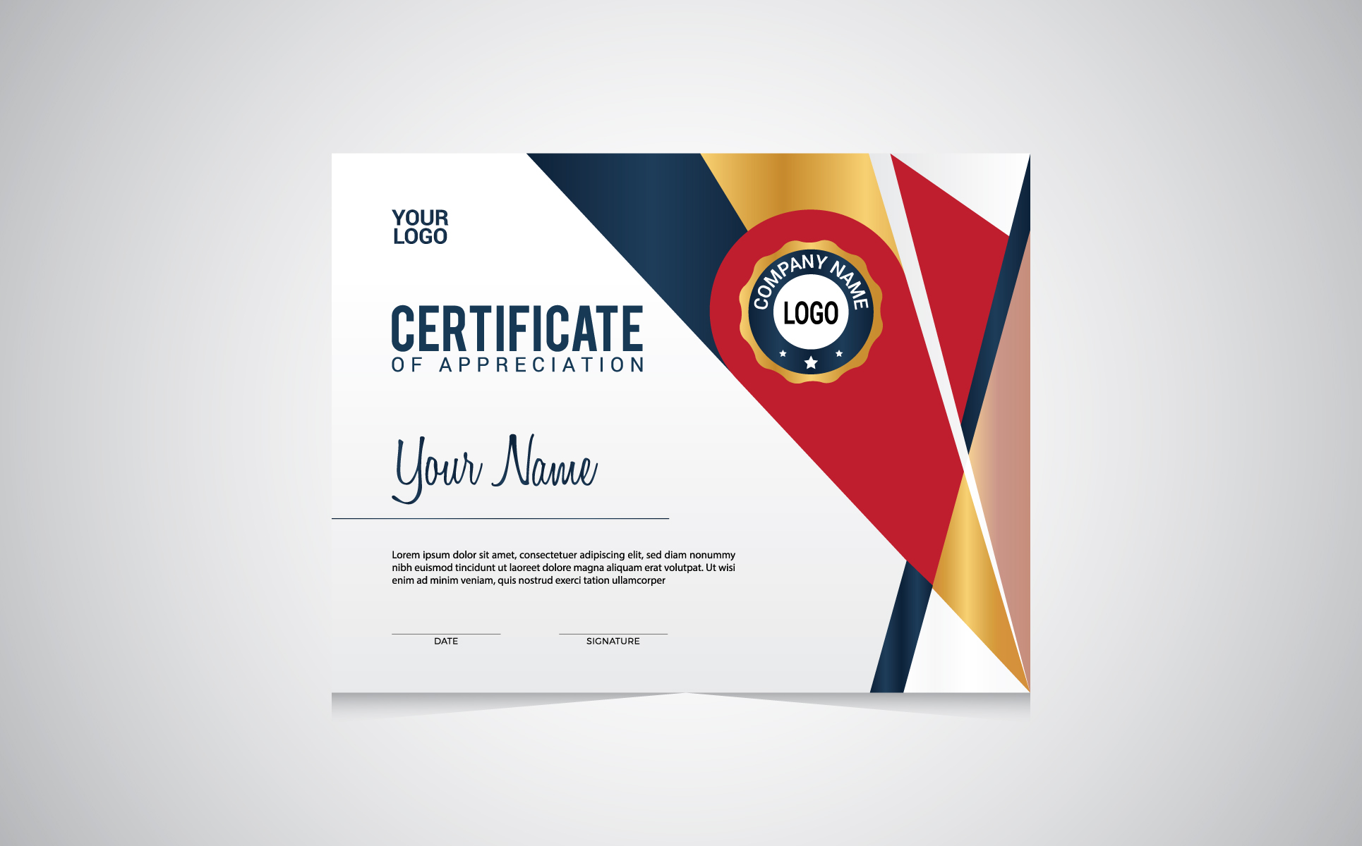 Download Шаблон сертификата "Geometric Certificate Template" / Geometric Certificate Template - Шаблон сертификата на тему графика award border branding business certificate design certificates classical company corporate course currency decorative diploma frame gold graduation modern ornament ornaments