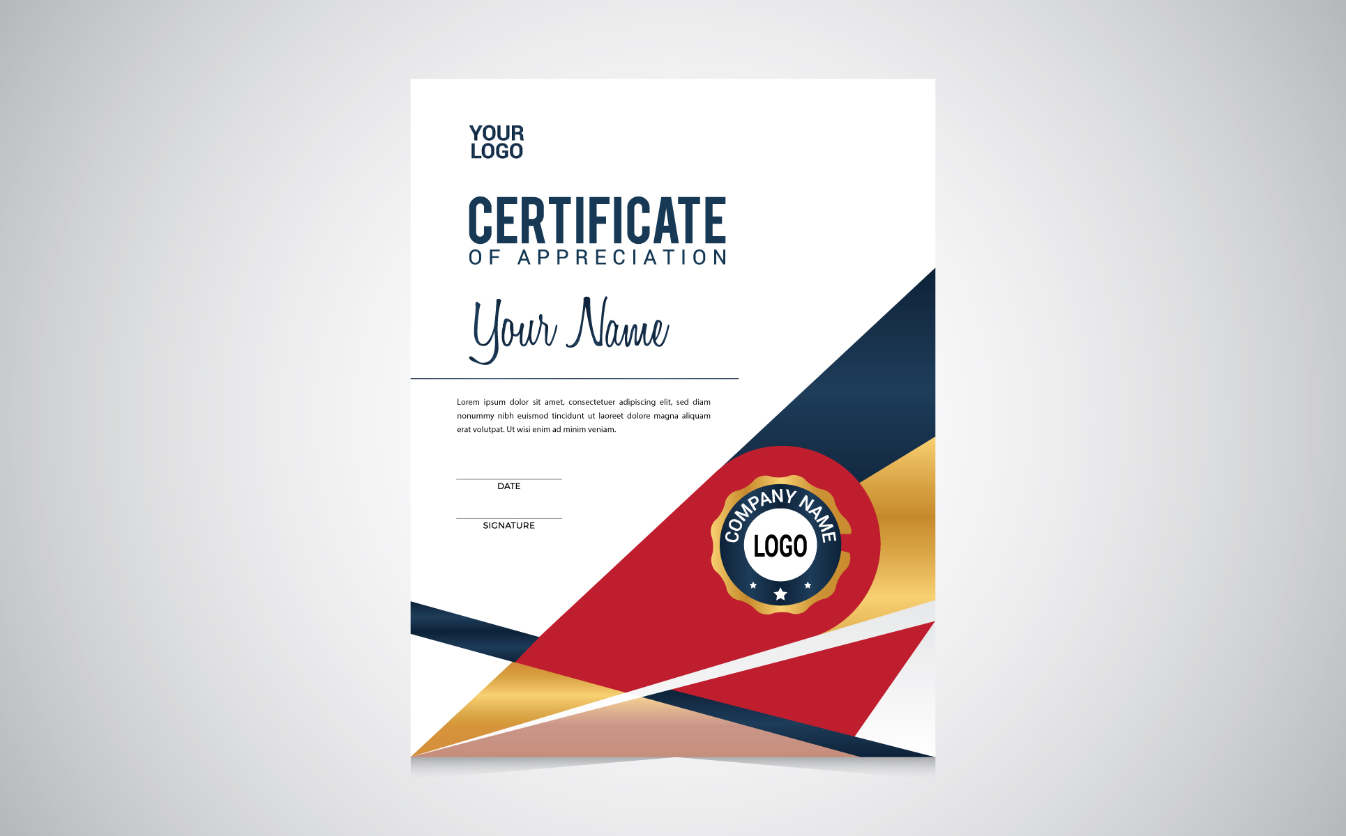 Download Шаблон сертификата "Geometric Certificate Template" / Geometric Certificate Template - Шаблон сертификата на тему графика award border branding business certificate design certificates classical company corporate course currency decorative diploma frame gold graduation modern ornament ornaments