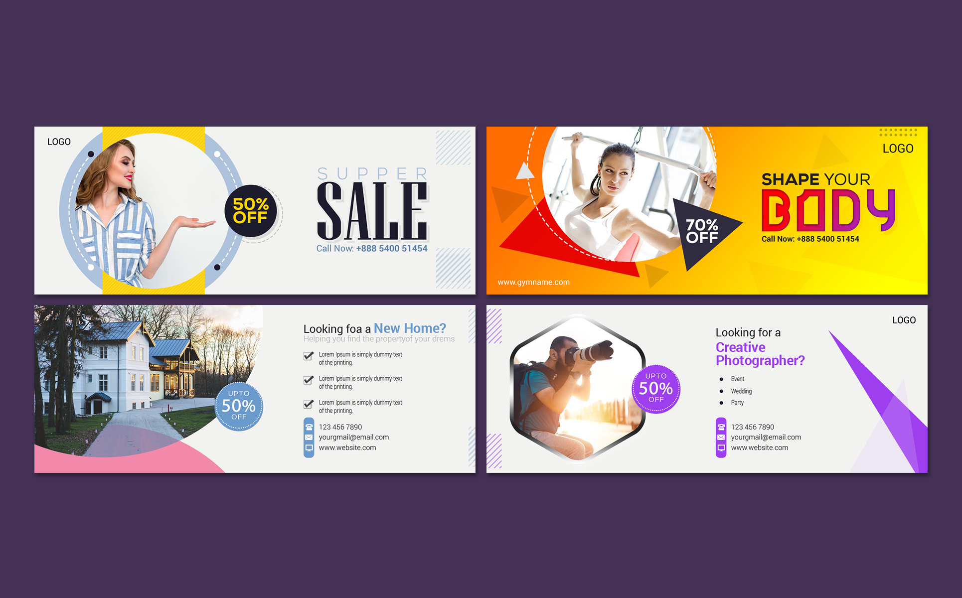 Download Шаблон для соцсетей "10 Facebook Cover Bundle Social Media Template" / 10 Facebook Cover Bundle Social Media Template - Шаблон для соцсетей на тему графика banner banners body building business facebook cover discount template fitness twitter gym health multipurpose restaurant real estate food