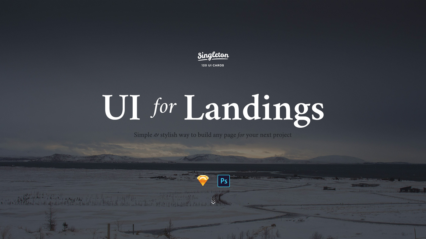 Download UI элементы "Singleton UI Tool for Photoshop " / Singleton UI Tool for Photoshop  - UI элементы на тему графика blog card colorful craftwork ecommerce flat footer header landing modern psd web ui tool website photoshop workflow design style kit
