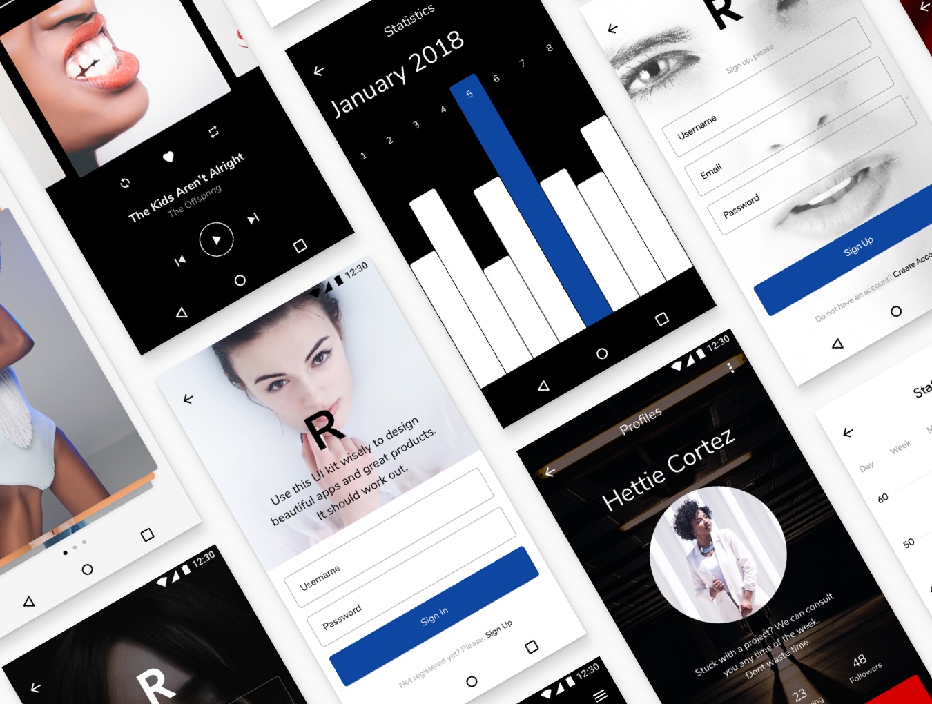 Download UI элементы "Replica Android UI Kit " / Replica Android UI Kit  - UI элементы на тему графика craftwork design details sketch ui kit android material mobile interface app multimedia pixel perfect tool minimal vector ux replica screens