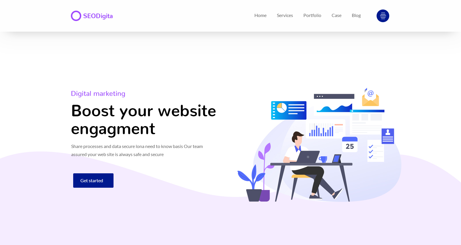 Download PSD шаблон "SEODigita - SEO and marketing PSD Template" / SEODigita - SEO and marketing PSD Template - PSD шаблон на тему графика online marketing digital seo agency startup modern