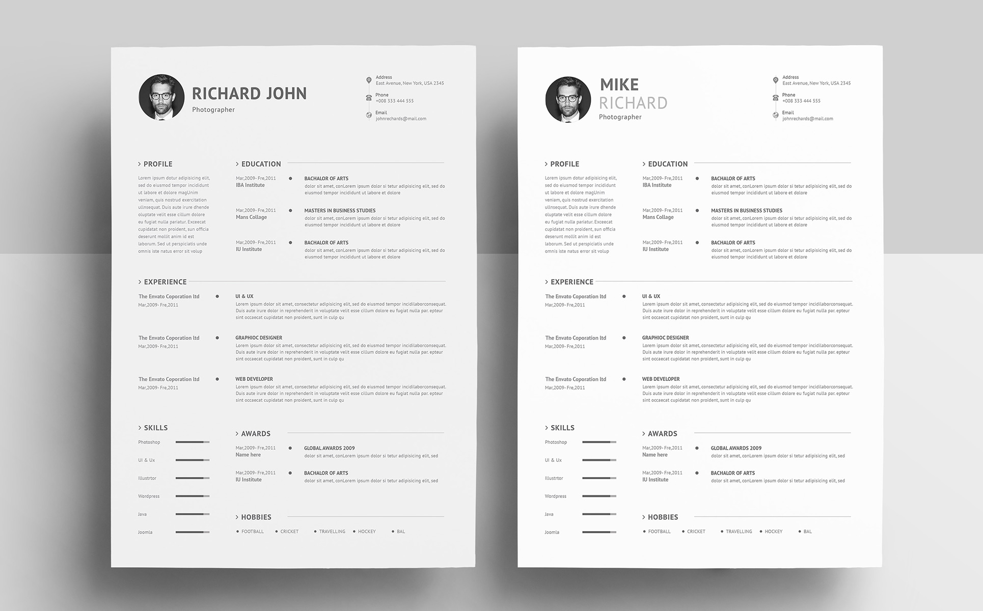 Download Резюме "Mike Richards Resume Template" / Mike Richards Resume Template - Резюме на тему графика a4 black bright career clean cv resume cover letter creative curriculum vitae design docx editable elegant job light minimalist professional