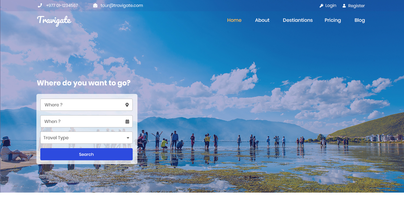 Download PSD шаблон "Travigate Travel & Tours Website PSD Template" / Travigate Travel & Tours Website PSD Template - Адаптивный PSD шаблон на тему графика psd tour travel tourism agency trip holiday