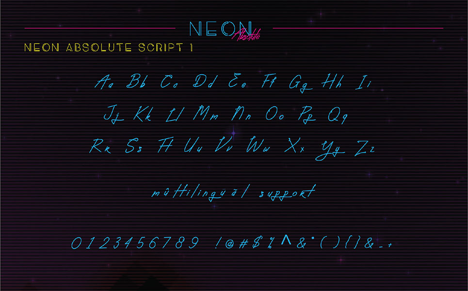 Download Шрифт "Neon Absolute -  Duo + Extra Font" / Neon Absolute -  Duo + Extra Font - Шрифт на тему графика retro vintage 80s neon