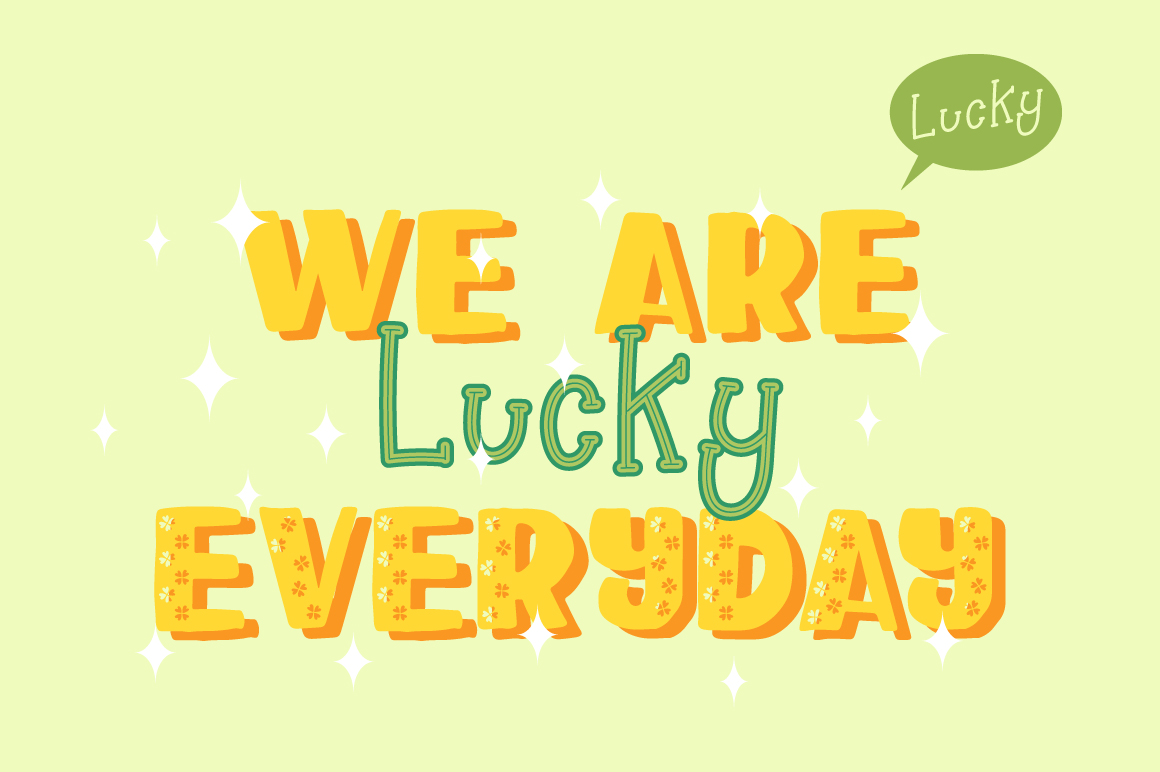 Download Шрифт "Happy Clover Duo + Doodles Font" / Happy Clover Duo + Doodles Font - Шрифт на тему графика slab serif doodle saint patrick pattern display kid hand drawn handwriting capitals sans bold thick clover font craft duo dingbats