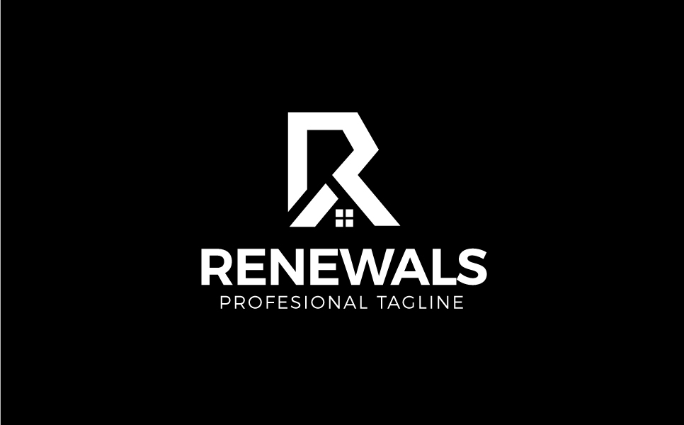 Download Шаблон логотипа "ReNewals Logo Template" / ReNewals Logo Template - Шаблон логотипа на тему графика house luxury modern mortgage professional property real estate roof simple window renovation construction workers build building business home rebuild