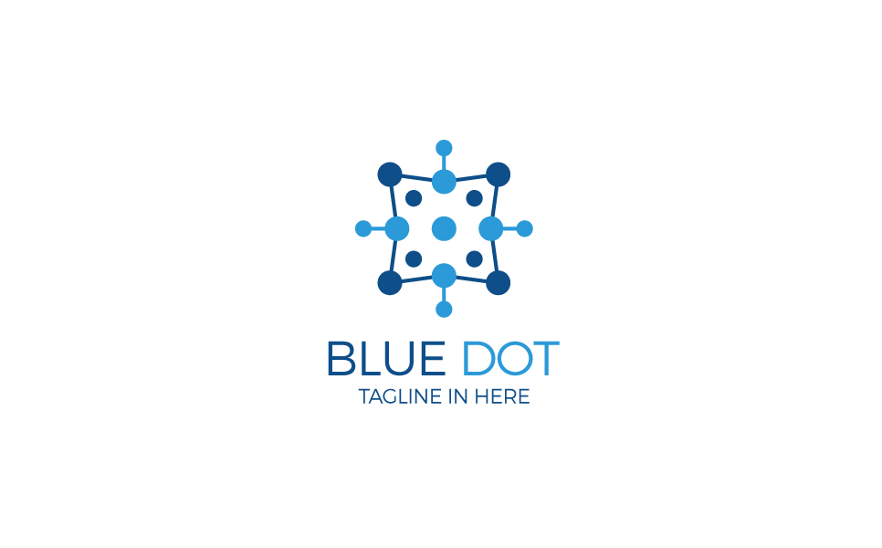 Download Шаблон логотипа "Blue Dot Logo Template" / Blue Dot Logo Template - Шаблон логотипа на тему графика media internet entertainment management social agency online technology digital futuristic multimedia finance accounting web seo marketing innovative interactive modern networking
