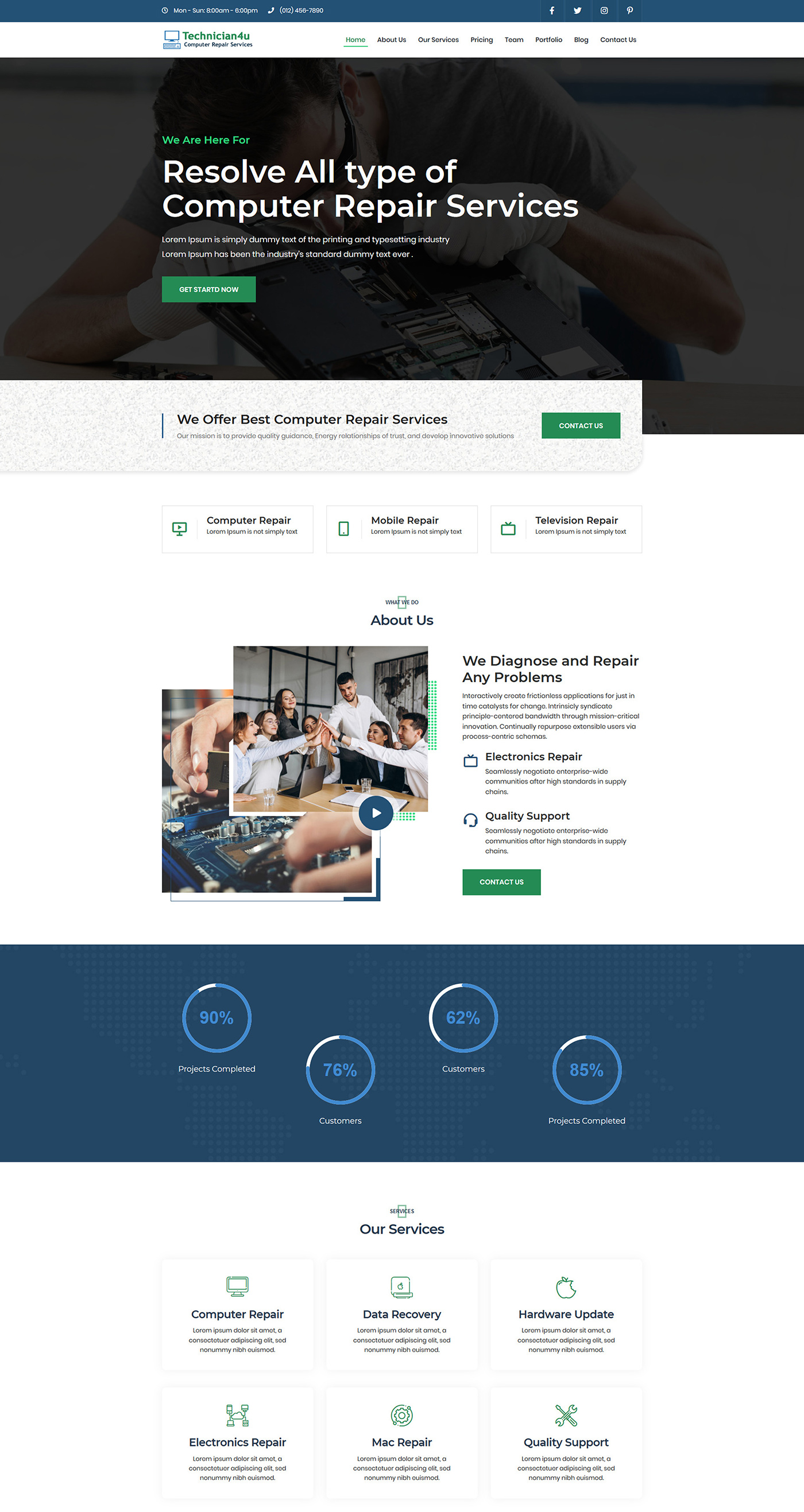 шаблон целевой страницы technician4u
