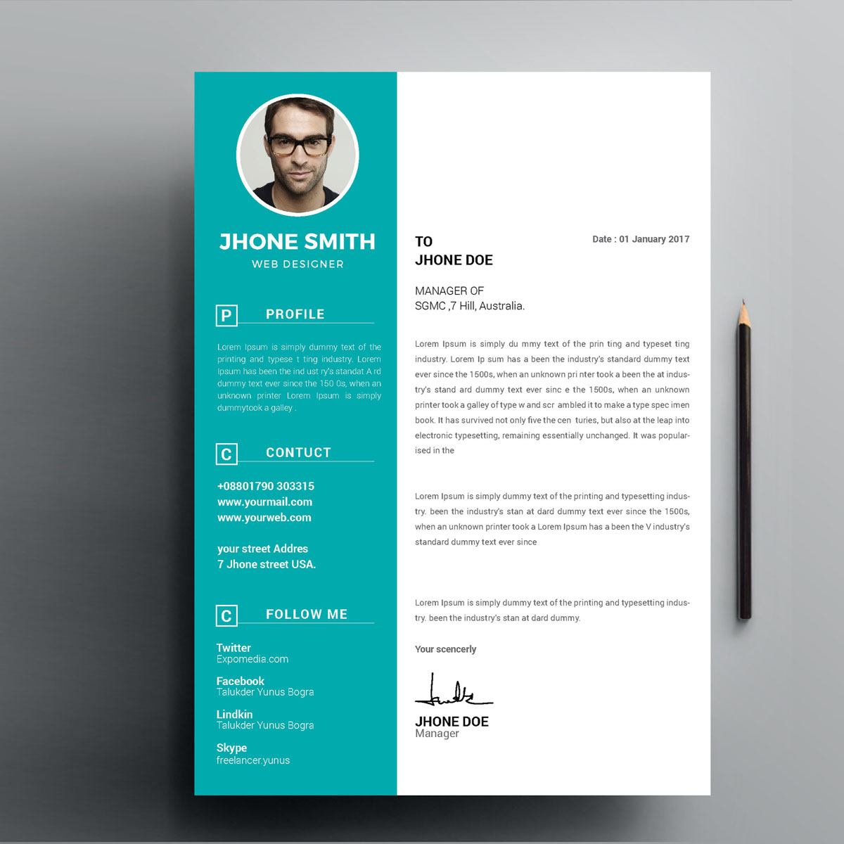 Download Резюме "Jhone Simple Resume Template" / Jhone Simple Resume Template - Резюме на тему графика job resume simple cv the experience free corporate design template wor professional indesign
