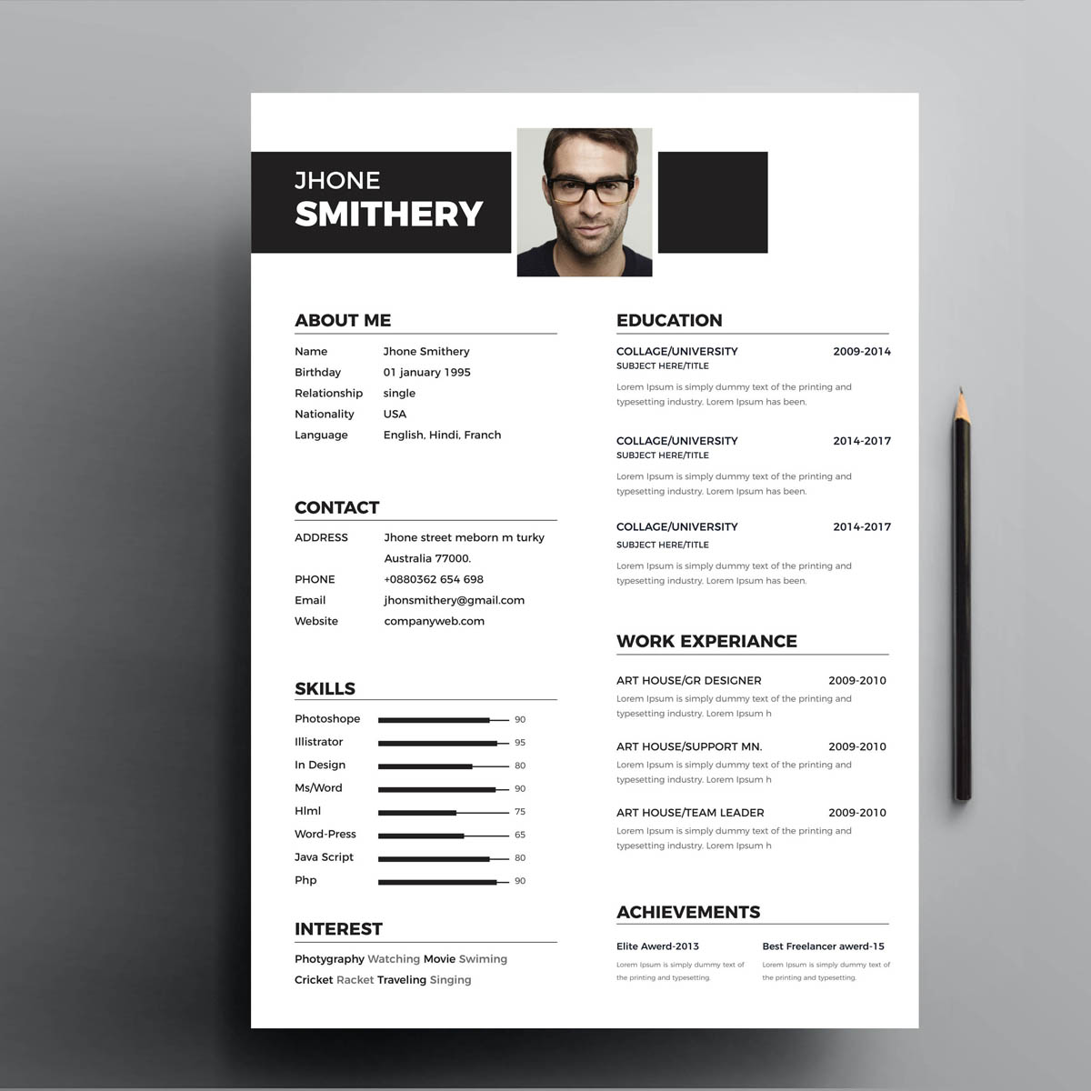 Download Резюме "Smithery Resume Template" / Smithery Resume Template - Резюме на тему графика job resume simple cv the experience free corporate design template wor professional indesign
