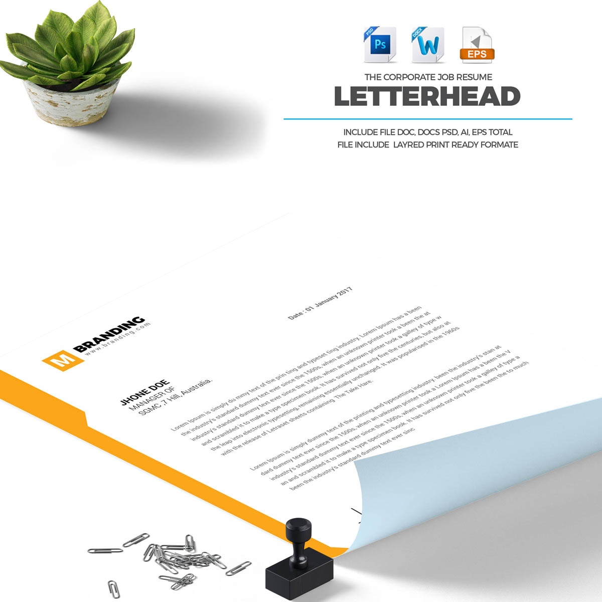 Download Фирменный стиль "Orange & Blue - Corporate Identity Template" / Orange & Blue - Corporate Identity Template - Фирменный стиль на тему графика ai brand identity branding clean letterhead corporate eps minimal modern professional psd stationary word template