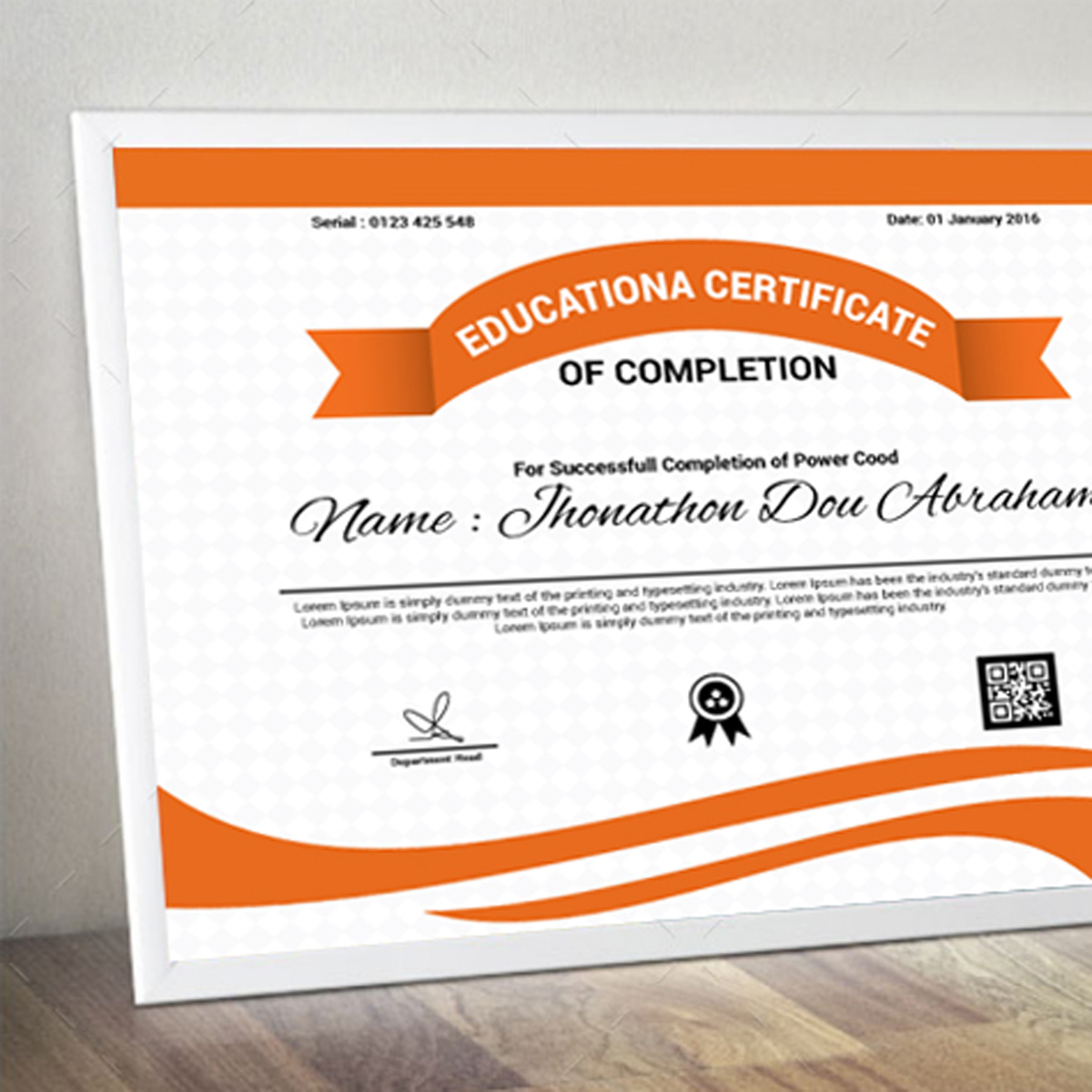 Download Шаблон сертификата "Identity page Certificate Template" / Identity page Certificate Template - Шаблон сертификата на тему графика certificate a4 company corporate diploma flyer frame graduation paper print completion stationary