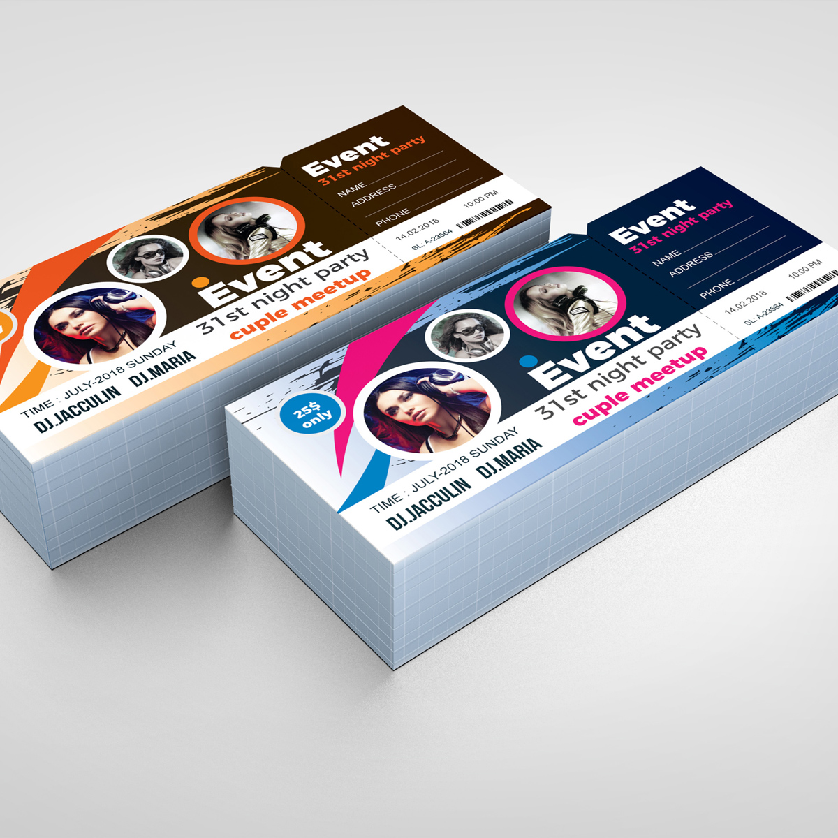Download Фирменный стиль "Night Party Event Ticket - Corporate Identity Template" / Night Party Event Ticket - Corporate Identity Template - Фирменный стиль на тему графика ticket event 2020 party couple meetup cinema concert carnival invitationundefined