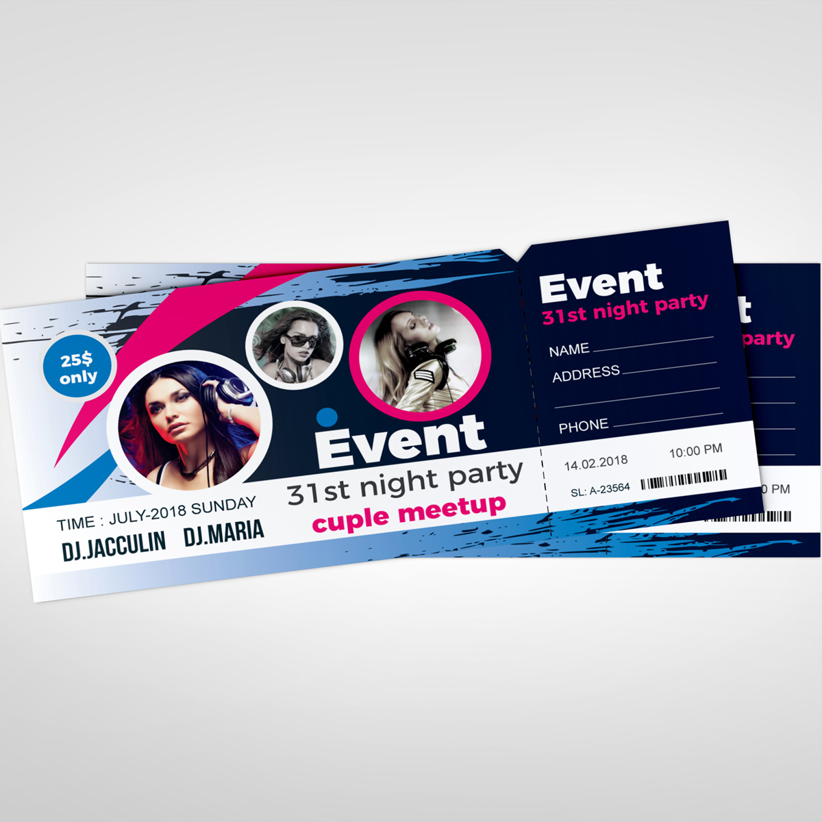 Download Фирменный стиль "Night Party Event Ticket - Corporate Identity Template" / Night Party Event Ticket - Corporate Identity Template - Фирменный стиль на тему графика ticket event 2020 party couple meetup cinema concert carnival invitationundefined
