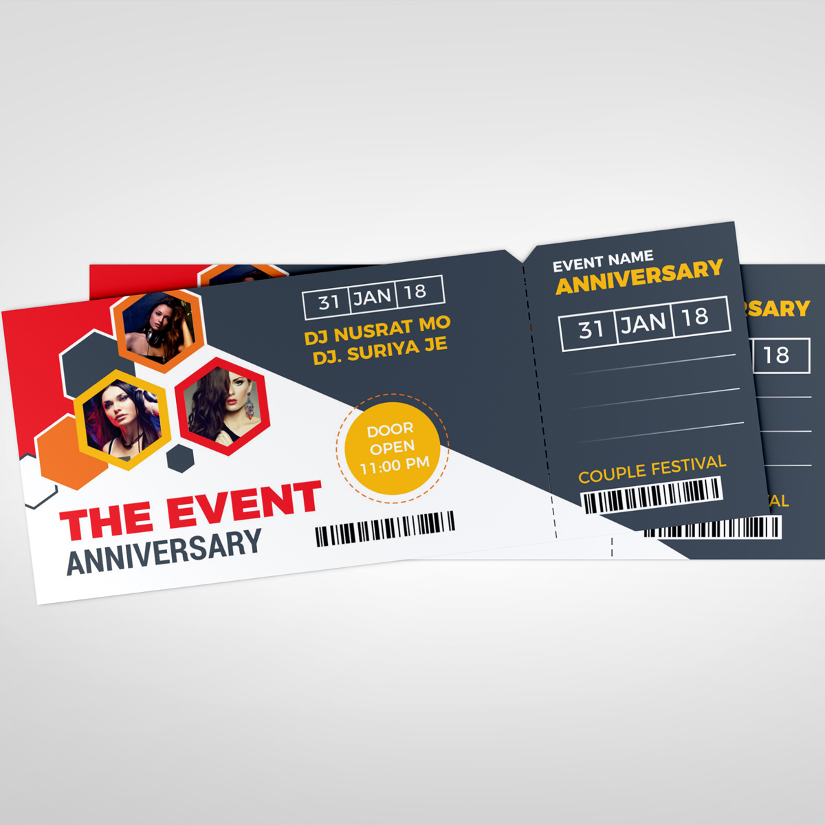 Download Фирменный стиль "Anniversary  Event Ticket - Corporate Identity Template" / Anniversary  Event Ticket - Corporate Identity Template - Фирменный стиль на тему графика ticket event 2020 party couple meetup cinema concert carnival invitationundefined