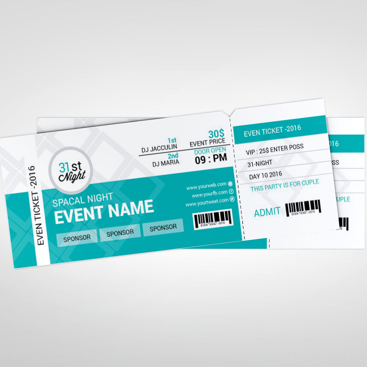 Download Фирменный стиль "Party Event Ticket - Corporate Identity Template" / Party Event Ticket - Corporate Identity Template - Фирменный стиль на тему графика ticket event 2020 party couple meetup cinema concert carnival invitationundefined