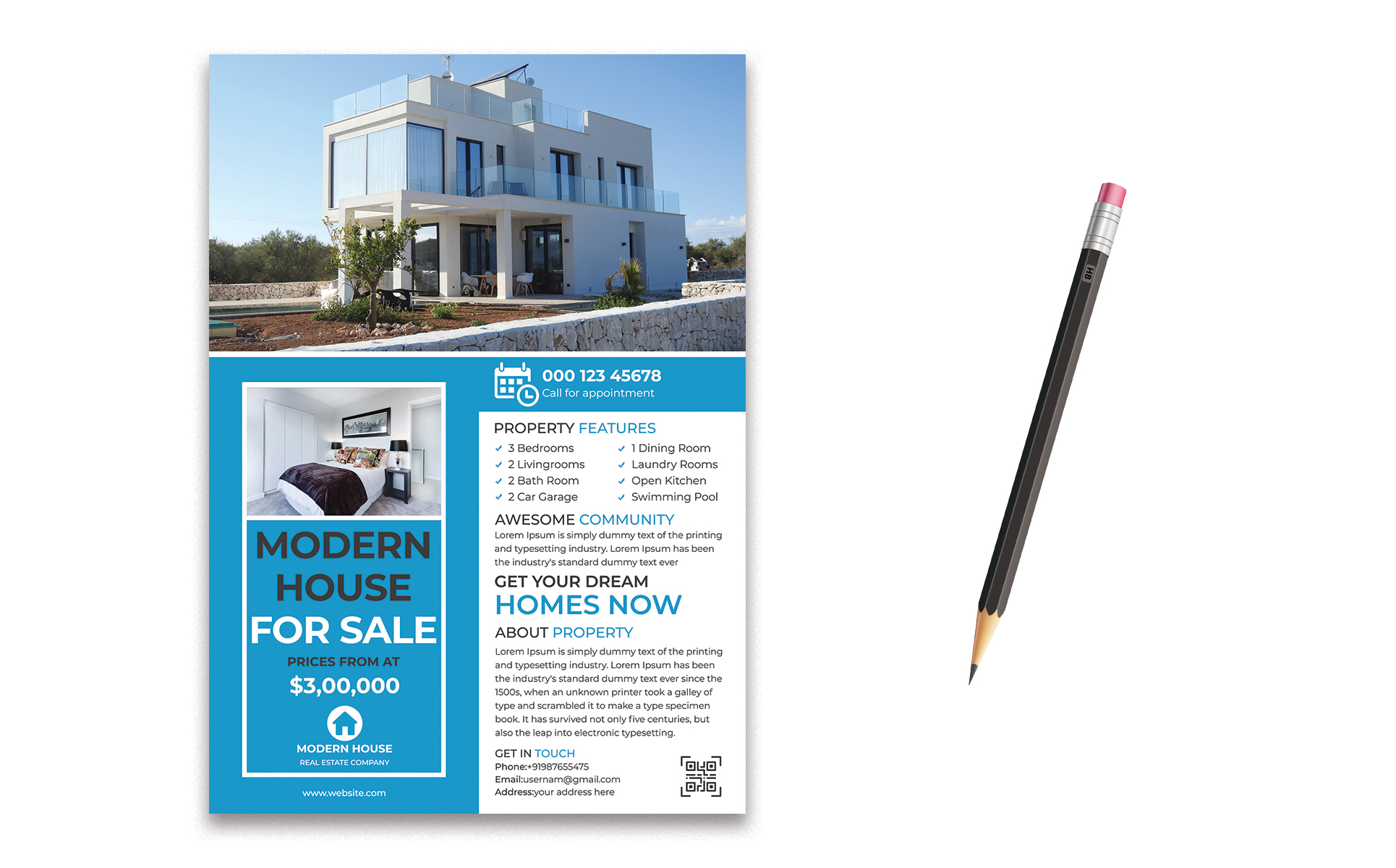 Download Фирменный стиль "Real Estate Flyer - Corporate Identity Template" / Real Estate Flyer - Corporate Identity Template - Фирменный стиль на тему графика advertisement advertising agency agent broker commercial flyer home house leaflet lease loan magazine marketing mortgage negotiator newspaper open poster professional