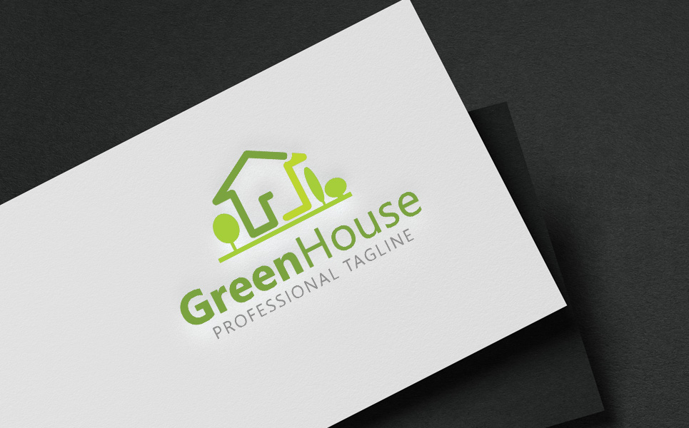 Download Шаблон логотипа "GreenHouse Logo Template" / GreenHouse Logo Template - Шаблон логотипа на тему графика building logo clean house construction cottage country club ecology ecosystem forest garden green greenhouse landscape life logotype nature real estate