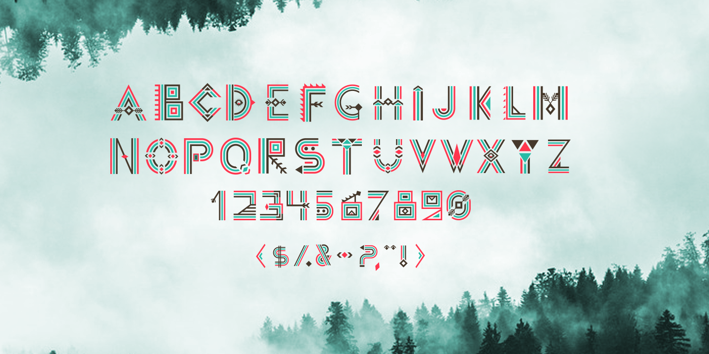 Download Шрифт "Tribal Aleut OTF ??olor Font" / Tribal Aleut OTF ??olor Font - Шрифт на тему графика tribal logo alphabet ethnic font indian modern alaska handmade native textile traditional folk type typography abc aleut border character creative