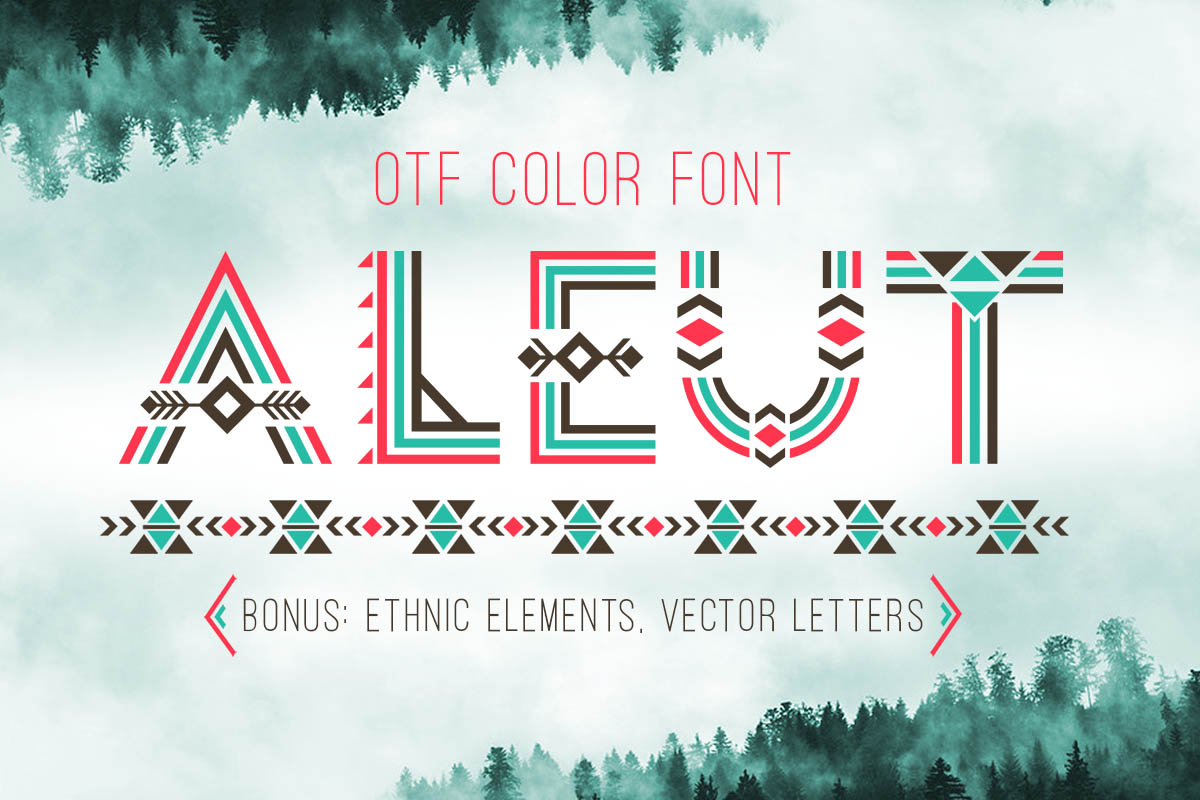 Download Шрифт "Tribal Aleut OTF ??olor Font" / Tribal Aleut OTF ??olor Font - Шрифт на тему графика tribal logo alphabet ethnic font indian modern alaska handmade native textile traditional folk type typography abc aleut border character creative