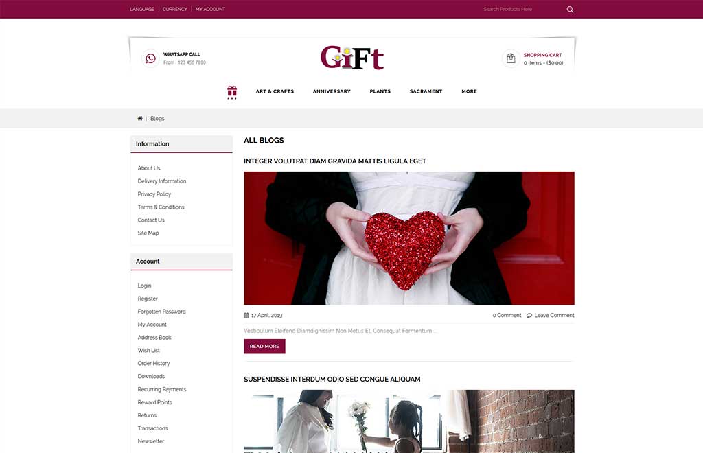 Gift - Online Store OpenCart Template