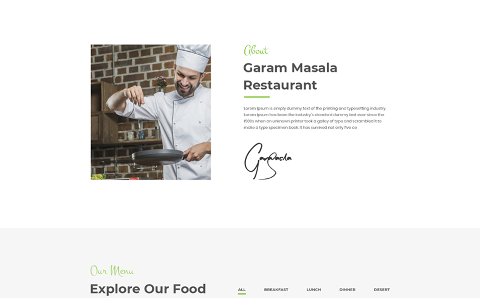 Download PSD шаблон "Garam Masala Restaurants PSD Template" / Garam Masala Restaurants PSD Template - PSD шаблон на тему кафе и ресторан 