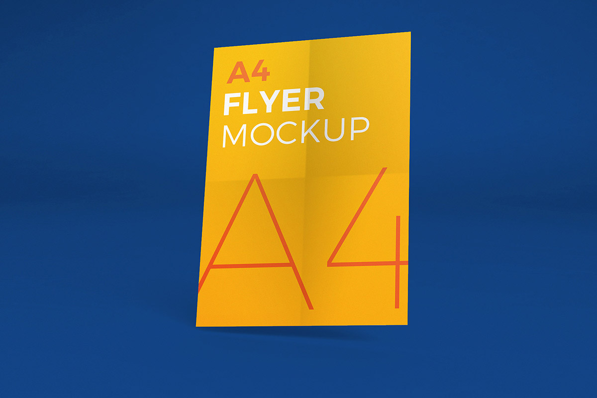 Download Мокап для продукта "Photorealistic Flyer product mockup" / Photorealistic Flyer product mockup - Мокап для продукта на тему графика a4 a5 flyer mockup identity packaging photorealistic presentation print ready product promo promotion psd realistic scene stationary template visual