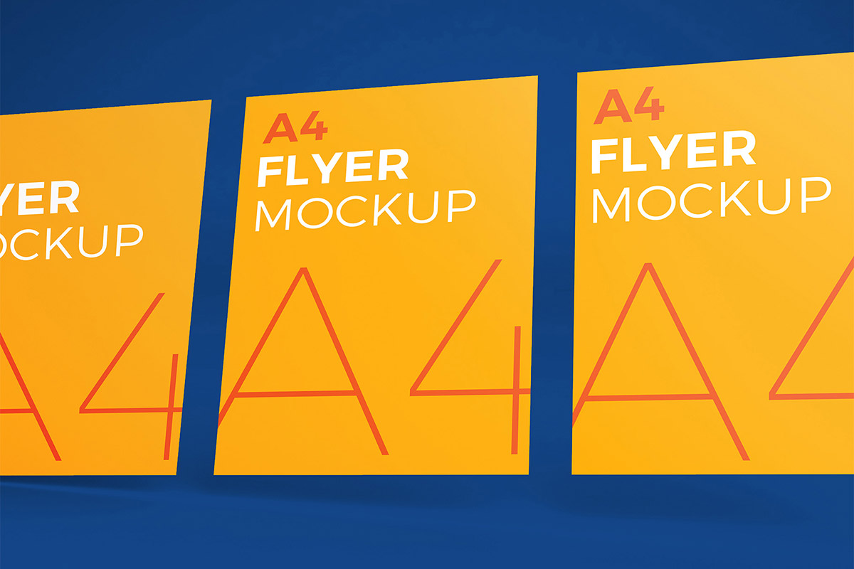 Download Мокап для продукта "Photorealistic Flyer product mockup" / Photorealistic Flyer product mockup - Мокап для продукта на тему графика a4 a5 flyer mockup identity packaging photorealistic presentation print ready product promo promotion psd realistic scene stationary template visual