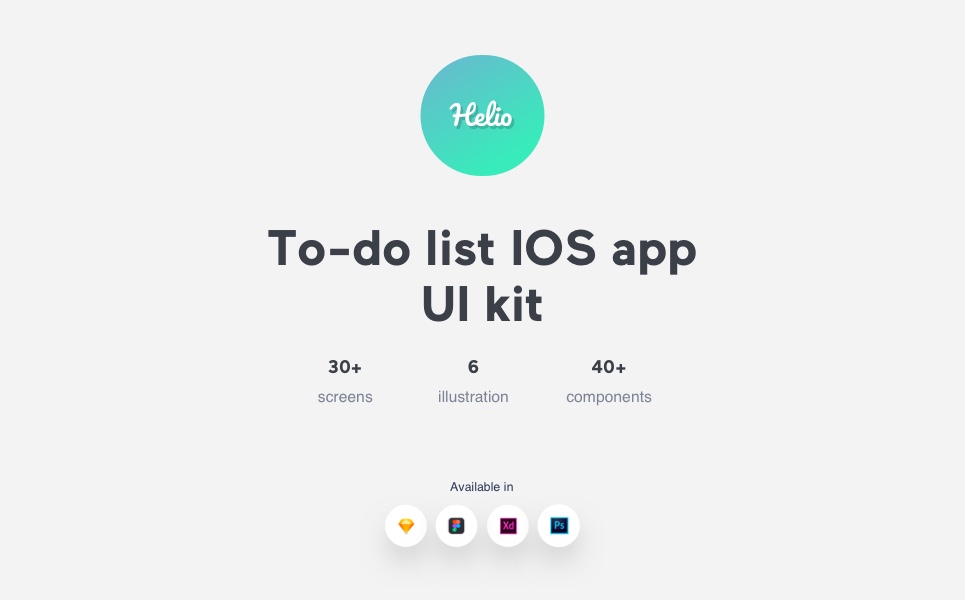 Download UI элементы "Helio to-do list iOS UI kit " / Helio to-do list iOS UI kit  - UI элементы на тему графика ui kit ux finance mobile apps android ios design analytics productivity dark theme modern gradient to-do list app minimal clean