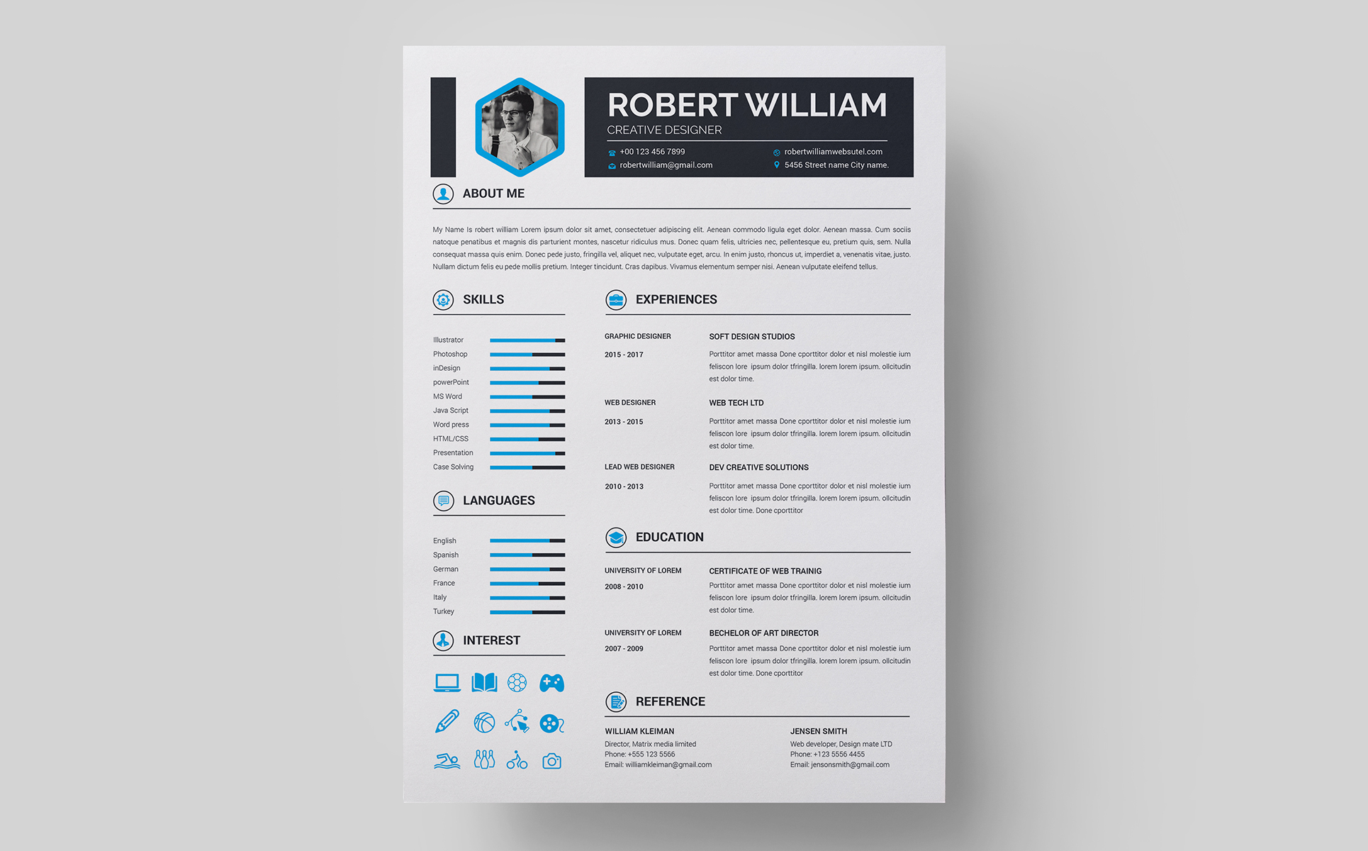 Download Резюме "CV Resume Template" / CV Resume Template - Резюме на тему графика resume,cv,coverletter,creative-cv,creative-resume,design,template,cv-template,docx,doc,msword,msword-resume,professional,simple-resume