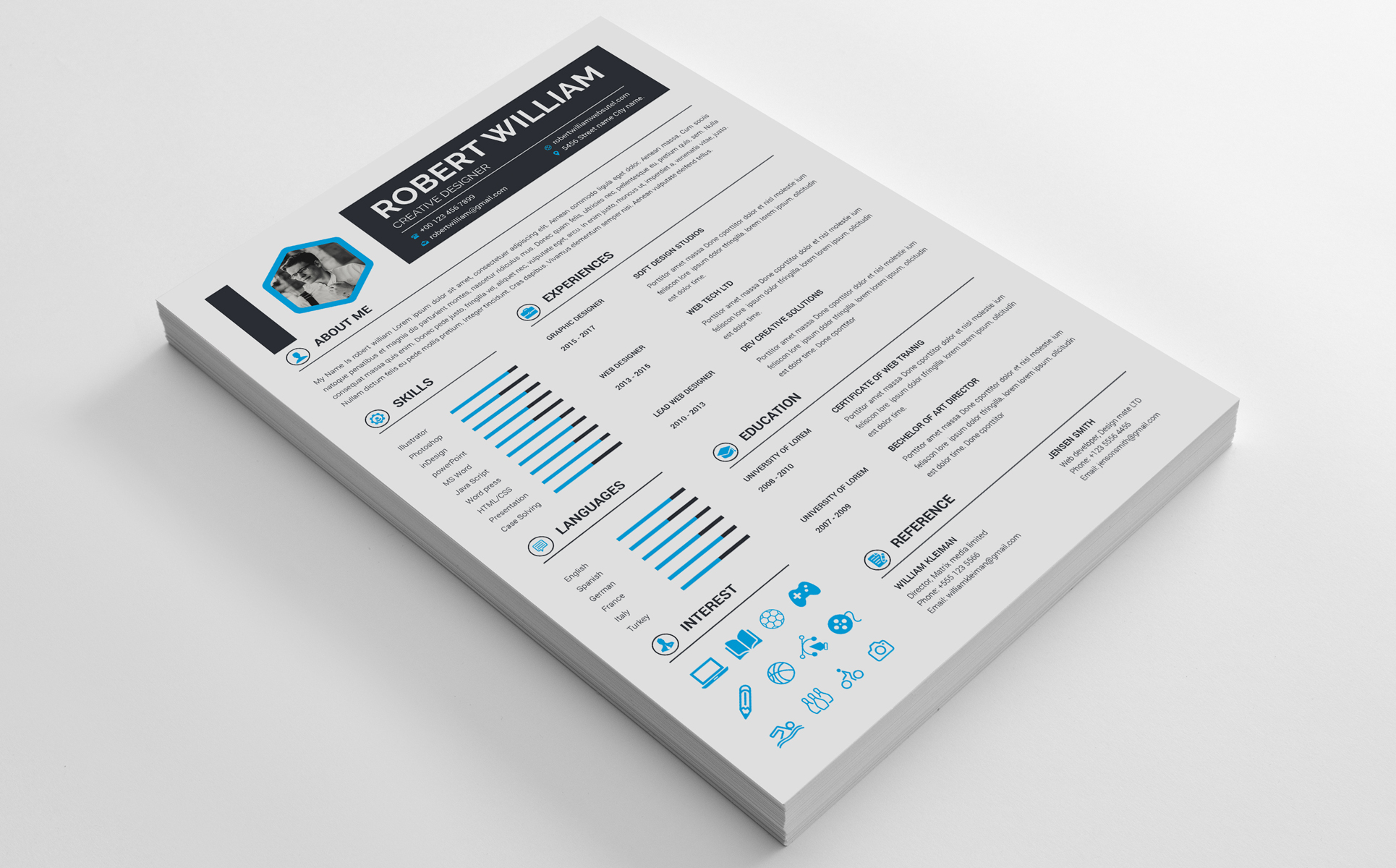 Download Резюме "CV Resume Template" / CV Resume Template - Резюме на тему графика resume,cv,coverletter,creative-cv,creative-resume,design,template,cv-template,docx,doc,msword,msword-resume,professional,simple-resume