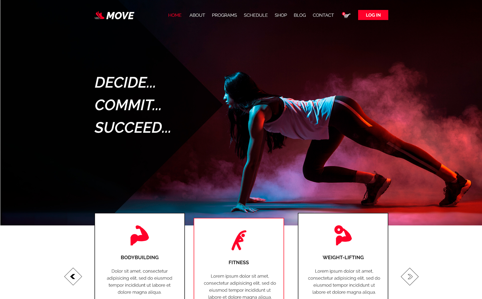 Download PSD шаблон "Move | Fitness&Gym PSD Template" / Move | Fitness&Gym PSD Template - PSD шаблон на тему фитнес gym fitness sport coach crossfit boxing body building health trainer