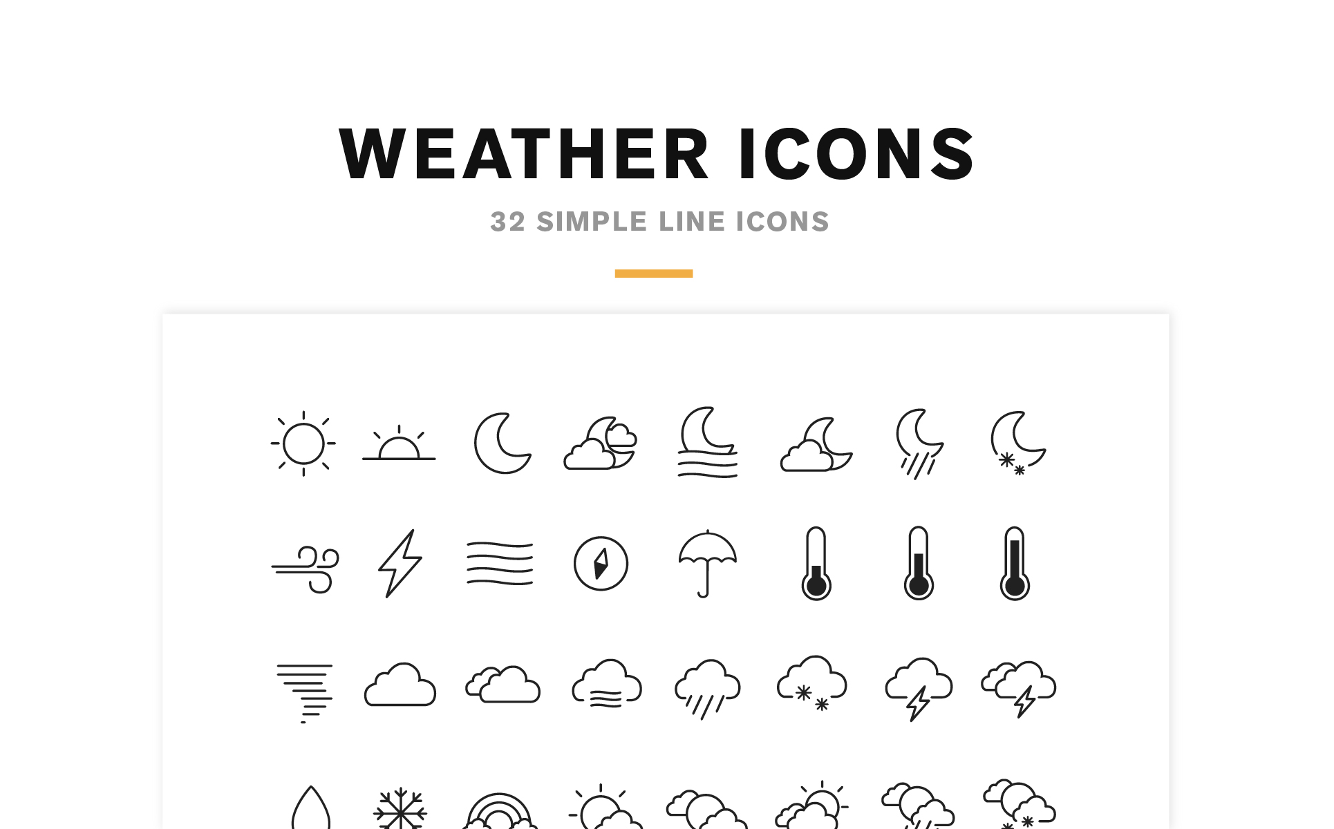 Download Набор иконок "Weather Icons and Font Set" / Weather Icons and Font Set - Набор иконок на тему графика icon icons line minimal minimalist weather fog rain sun snow cloudy sunny forecast day night vector