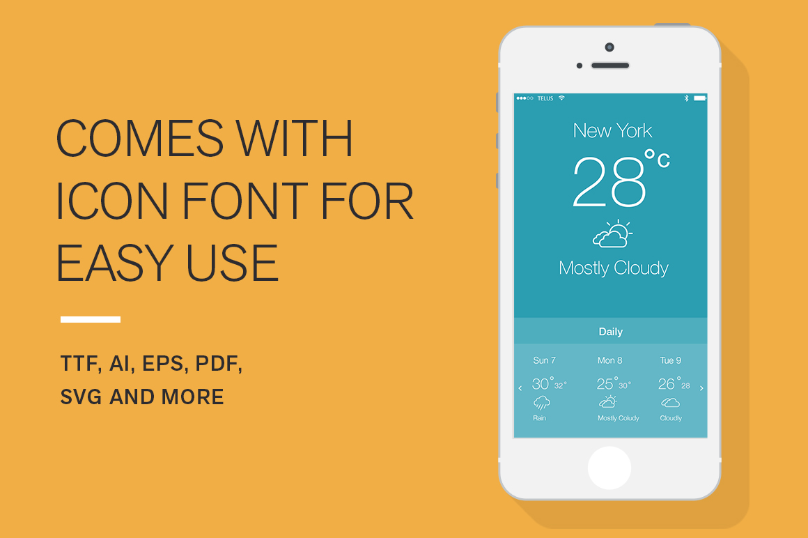 Download Набор иконок "Weather Icons and Font Set" / Weather Icons and Font Set - Набор иконок на тему графика icon icons line minimal minimalist weather fog rain sun snow cloudy sunny forecast day night vector