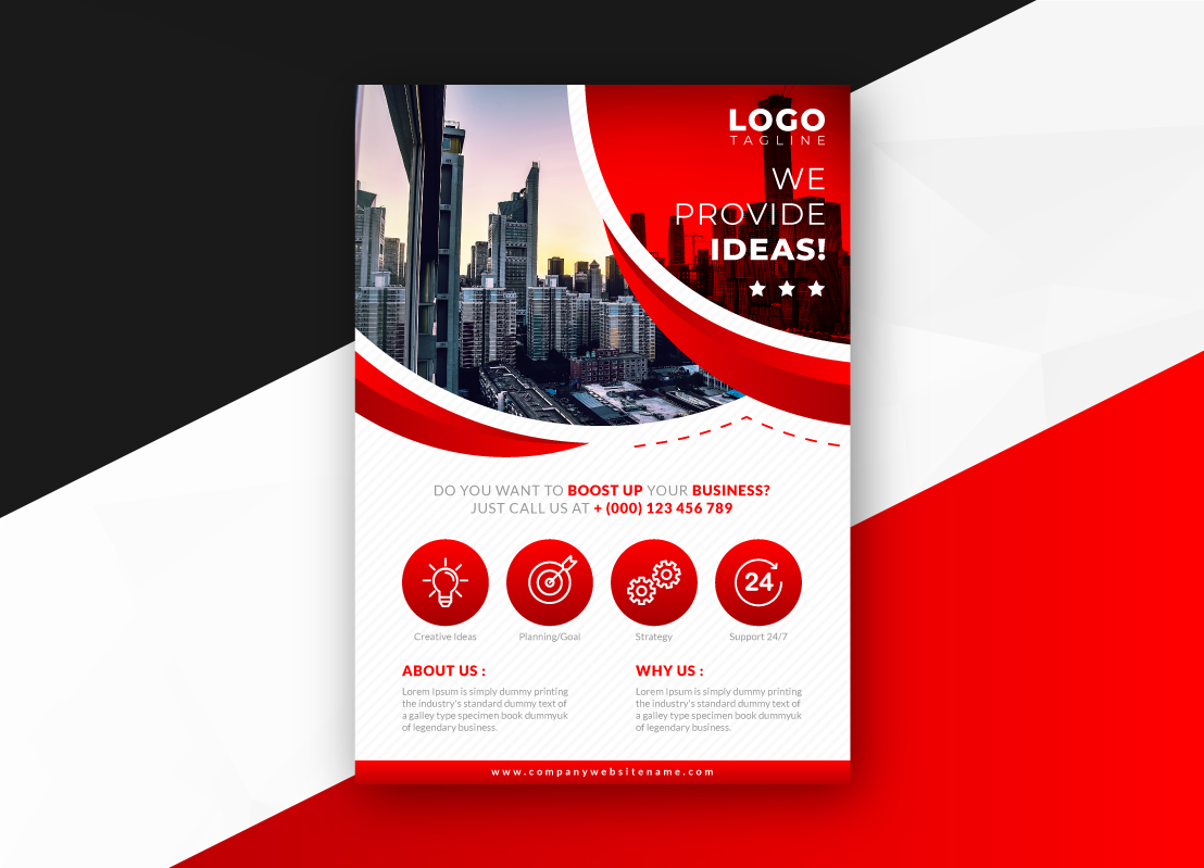 Download Фирменный стиль "Stylish Red Business Flyer - Corporate Identity Template" / Stylish Red Business Flyer - Corporate Identity Template - Фирменный стиль на тему графика advertisement advertising agency bundle business flyer clean company corporate creative design leaflet magazine marketing modern multipurpose newspaper stylish red a4
