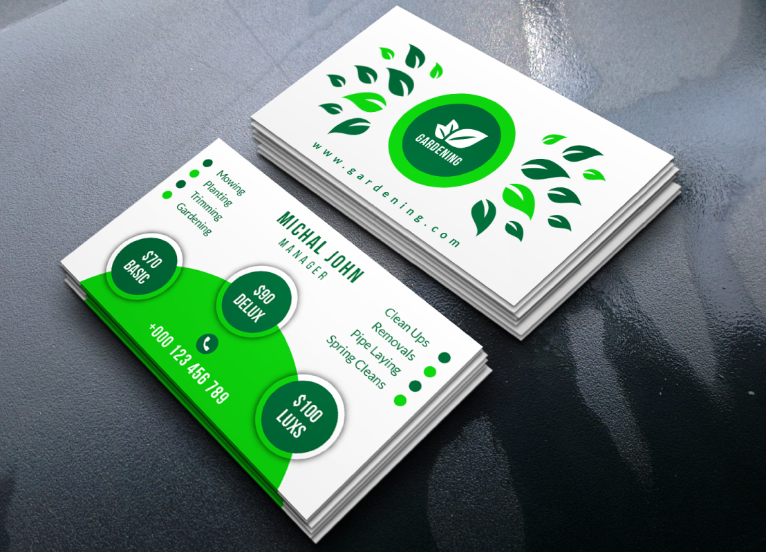 Download Фирменный стиль "Creative Landscaping Business Card - Corporate Identity Template" / Creative Landscaping Business Card - Corporate Identity Template - Фирменный стиль на тему графика business clean corporate creative design individual modern name personal professional sleek style stylish template unique card landscaping gardening green leaf