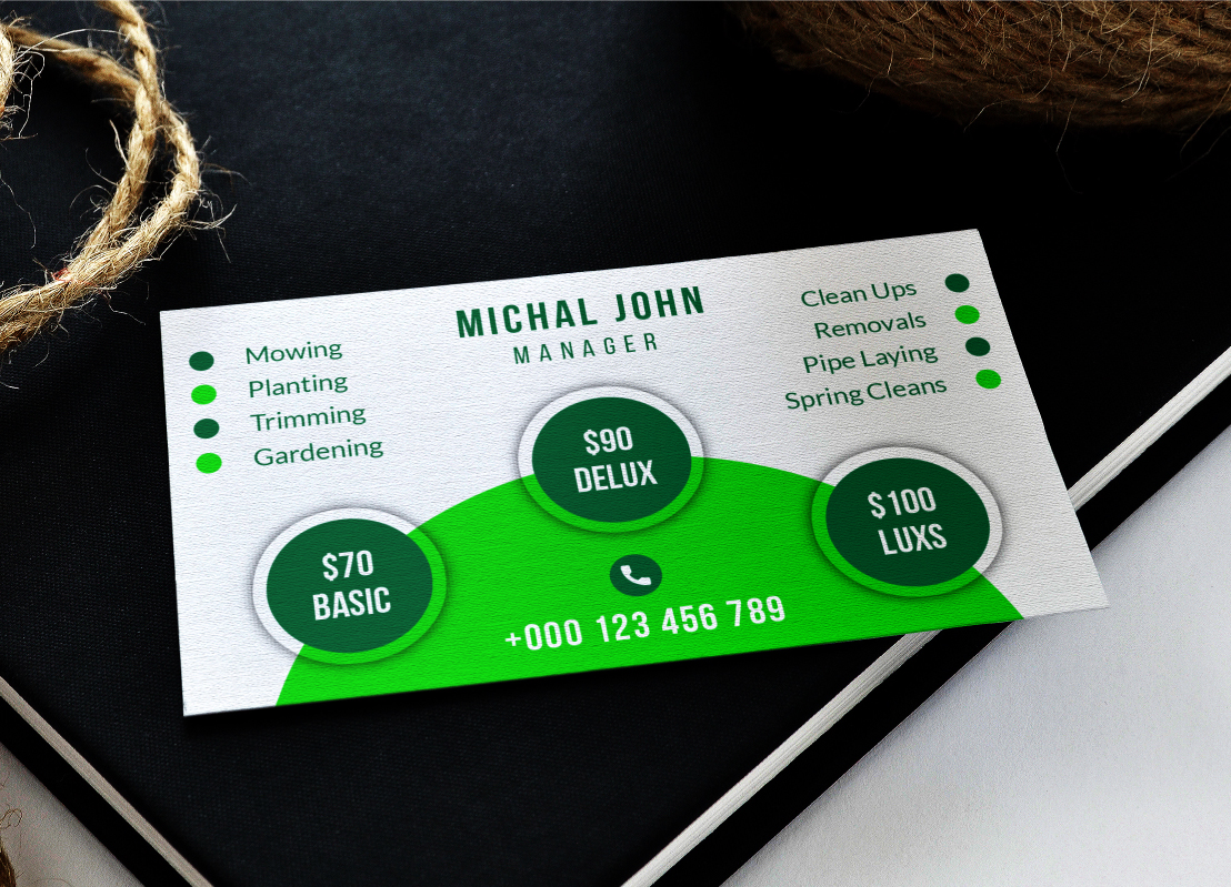 Download Фирменный стиль "Creative Landscaping Business Card - Corporate Identity Template" / Creative Landscaping Business Card - Corporate Identity Template - Фирменный стиль на тему графика business clean corporate creative design individual modern name personal professional sleek style stylish template unique card landscaping gardening green leaf