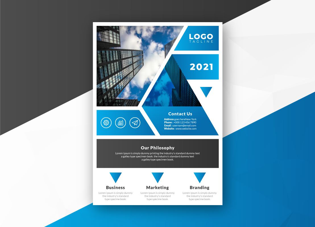 Download Фирменный стиль "Blue Gradient Business Flyer - Corporate Identity Template" / Blue Gradient Business Flyer - Corporate Identity Template - Фирменный стиль на тему графика advertisement advertising agency bundle business flyer clean company corporate creative design leaflet magazine marketing modern multipurpose newspaper professional blue branding