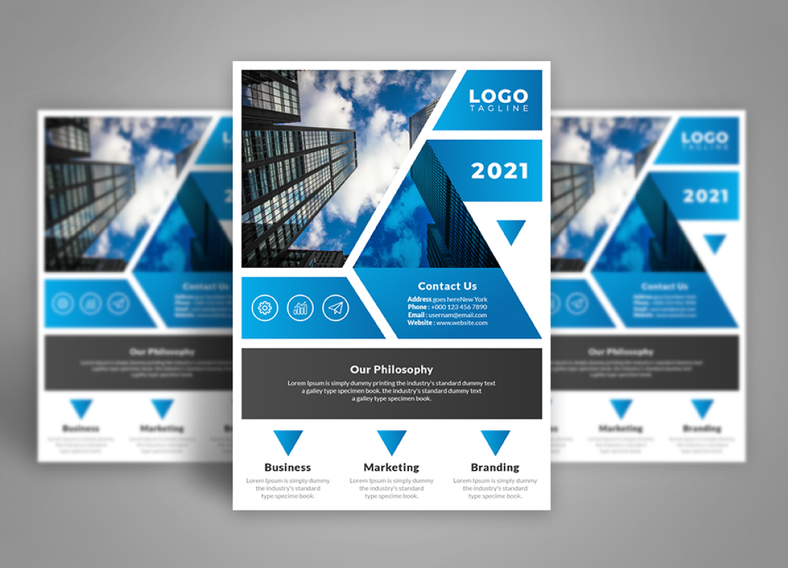 Download Фирменный стиль "Blue Gradient Business Flyer - Corporate Identity Template" / Blue Gradient Business Flyer - Corporate Identity Template - Фирменный стиль на тему графика advertisement advertising agency bundle business flyer clean company corporate creative design leaflet magazine marketing modern multipurpose newspaper professional blue branding