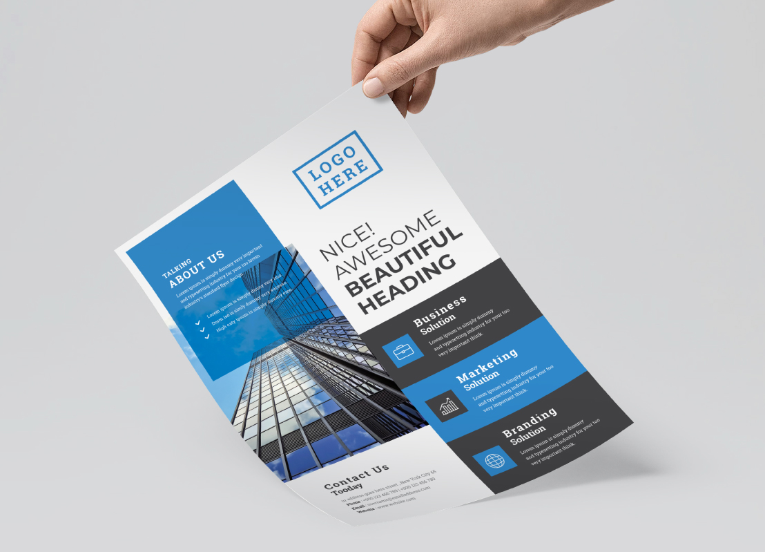 Download Фирменный стиль "Beautiful Business Solution Flyer - Corporate Identity Template" / Beautiful Business Solution Flyer - Corporate Identity Template - Фирменный стиль на тему графика advertisement advertising agency business flyer clean company corporate creative design handout leaflet magazine marketing modern multipurpose newspaper photoshop blue