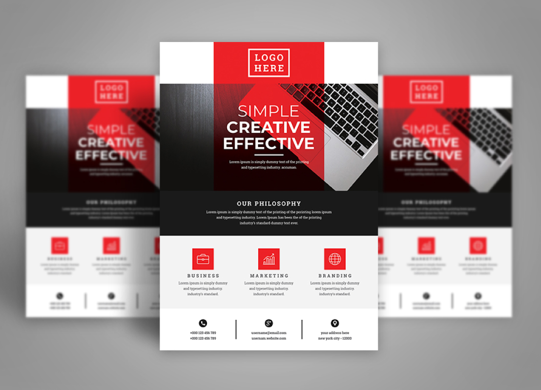 Download Фирменный стиль "Simple Effective Red Flyer - Corporate Identity Template" / Simple Effective Red Flyer - Corporate Identity Template - Фирменный стиль на тему графика advertisement advertising agency business flyer clean company corporate creative design leaflet magazine marketing modern multipurpose newspaper photoshop minimal minimalist red