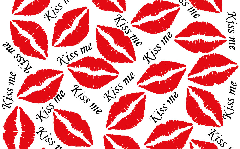 Download Pattern "Kiss Me Saint Valentine's Day Pattern" / Kiss Me Saint Valentine's Day Pattern - Pattern на тему графика kissme love kiss kisses kissing couple lips cute saint you pattern design background valentine red white black