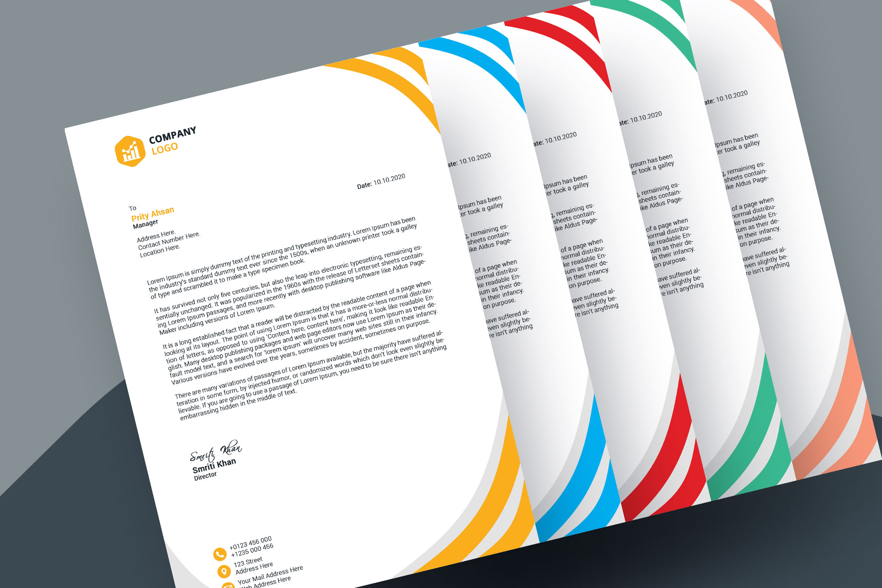 Download Фирменный стиль "Colorful Business Letterhead Design - Corporate Identity Template" / Colorful Business Letterhead Design - Corporate Identity Template - Фирменный стиль на тему графика letterhead print identity template colorful professional business corporate a4 creative abstract