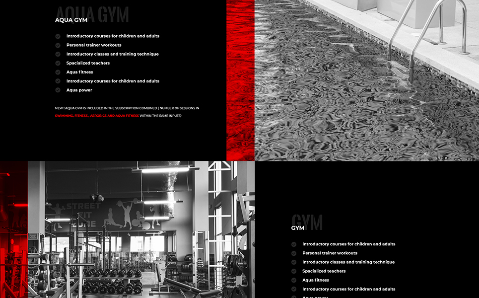 Download PSD шаблон "Gym, Sport & Fitness PSD Template" / Gym, Sport & Fitness PSD Template - PSD шаблон на тему фитнес training gym sport fitness trainer body building gymnastic aerobic dark theme red modern